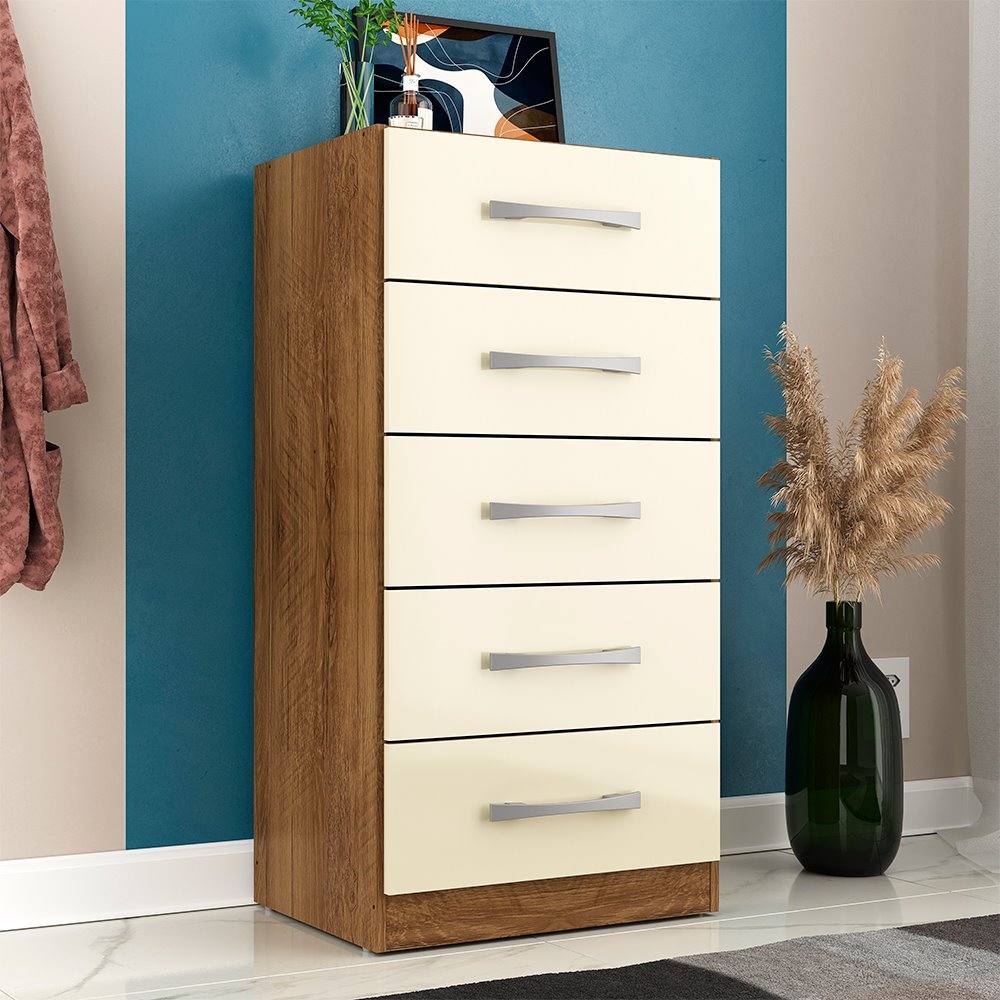 Cômoda com 05 Gavetas Savana Nature/Off White